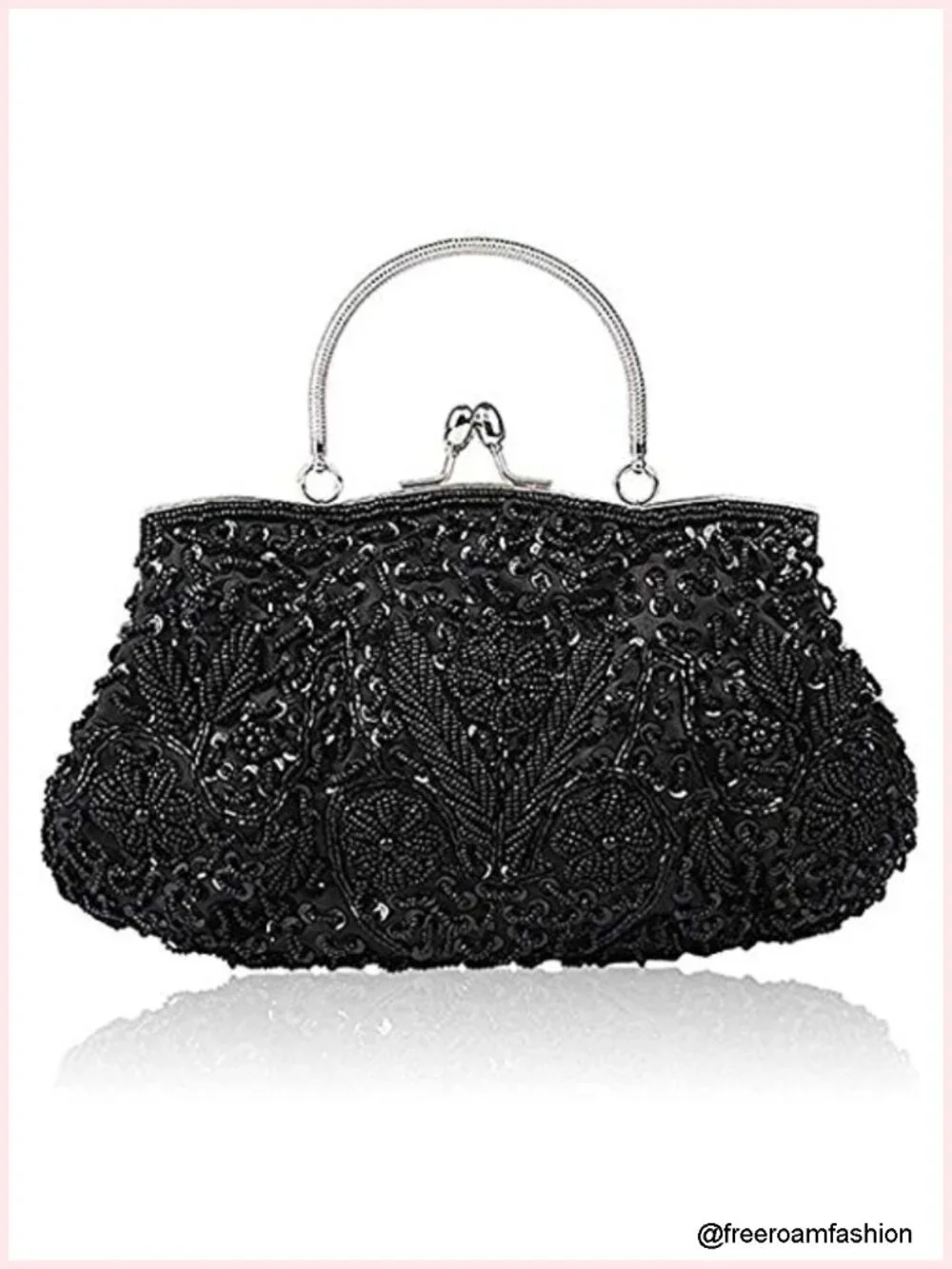 Beaded Sequin Flower Evening Purse Large Clutch Bag Handbag for Women